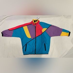 NWT Funny Guy Creations Neon Windbreaker Size XL Track Jacket
